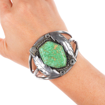 7" vintage Navajo Carico Lake Turquoise sterling silver cuff bracelet