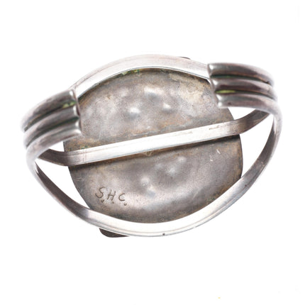 7" vintage Navajo Carico Lake Turquoise sterling silver cuff bracelet