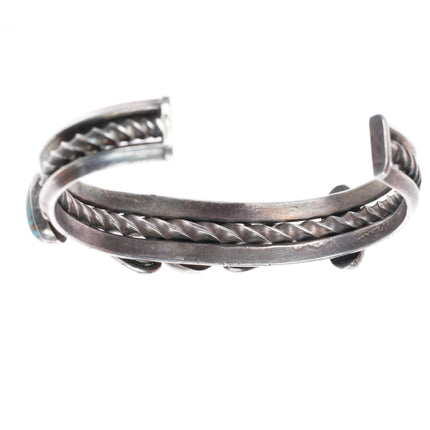 6.25" 1920's Antique Navajo ingot silver Indian Mountain turquoise cuff bracelet