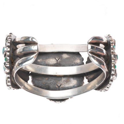 7" Huge Vintage Navajo or Zuni sterling silver turquoise satellite cuff bracelet