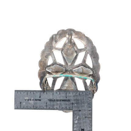 Vintage JE Navajo cast sterling silver buckle with turquoise for 1.75" belt