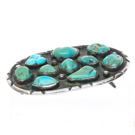 Vintage Navajo turquoise nugget sterling silver buckle for 1.75" belt
