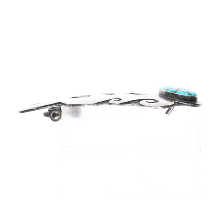 Phillip Honanie Hopi sterling silver high grade turquoise buckle for 1.75" belt