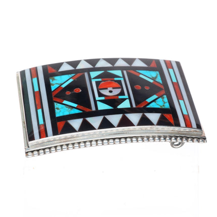 Rick & Lucy Vacit Zuni sterling silver intarsia inlay buckle for 1.5" belt