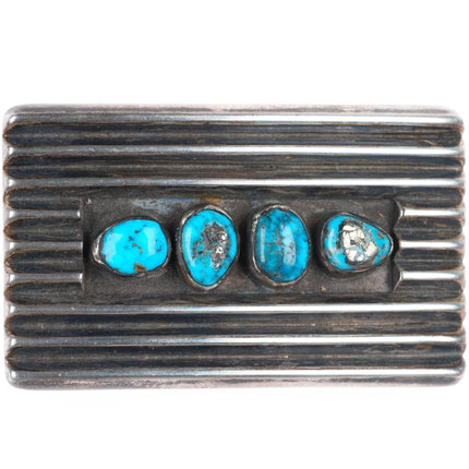 Vintage CB Southwestern modernist sterling silver-turquoise buckle for 1.5" belt