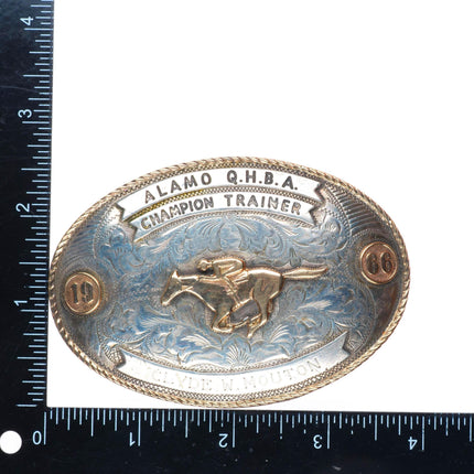 Nelson Silvia 10k gold sterling silver Rodeo Trophy buckle for 1.5" belt