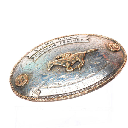 Nelson Silvia 10k gold sterling silver Rodeo Trophy buckle for 1.5" belt