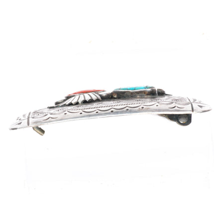 Bobby Begay Navajo Navajo turquoise-coral sterling silver buckle for 1.5" belt