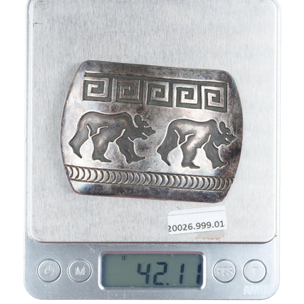 Rosco Scott Navajo vintage bears sterling silver buckle for 1.5" belt