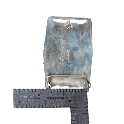 Justin Morris Navajo turquoise/coral sterling silver buckle for 1.5" belt