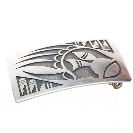 Steven Sockyma Hopi overlay bear paw sterling silver buckle for 1.5" belt