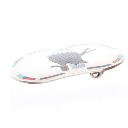 S.C. Sanford Edaakie Zuni Eagle inlay sterling silver buckle for 1.25" belt