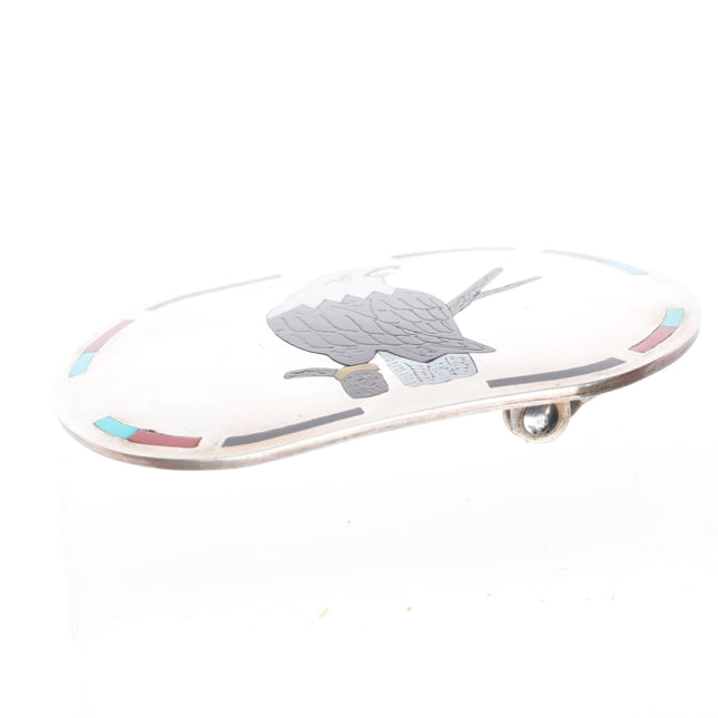 S.C. Sanford Edaakie Zuni Eagle inlay sterling silver buckle for 1.25" belt