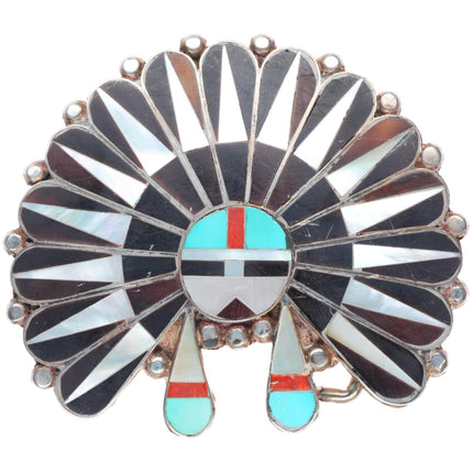 Vintage Zuni sterling silver Indian Chief sterling silver buckle for 2" belt