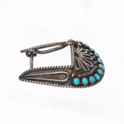 Vintage Zuni snake eye turquoise sterling silver ranger buckle set for 3/4" belt
