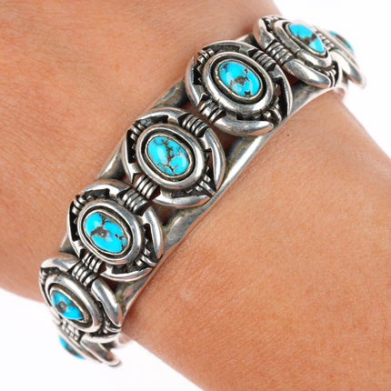 6.3" Jimmy Secatero Navajo sterling silver high grade turquoise cuff bracelet