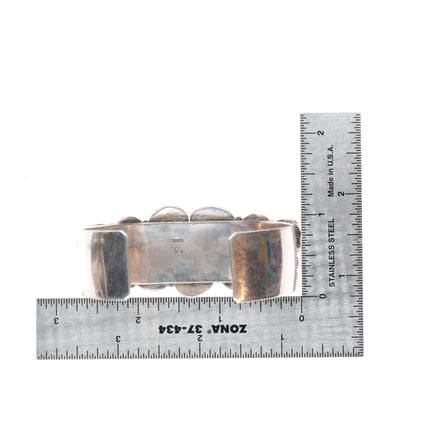 6.8" Victoria Nez Navajo sterling silver turquoise cluster cuff bracelet