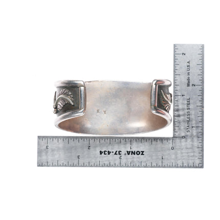 6.5" Vintage EY Navajo sterling silver cuff bracelet with nice turquoise