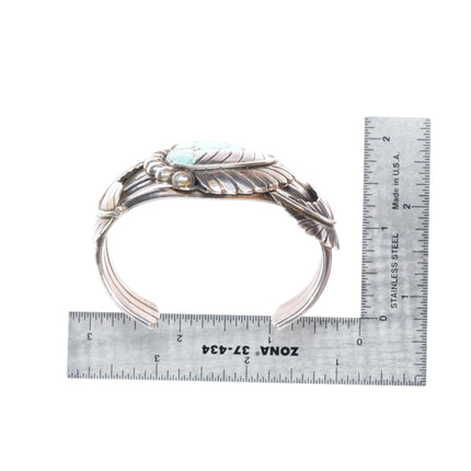 6.3" vintage  EY Navajo sterling silver #8 Nevada turquoise cuff bracelet