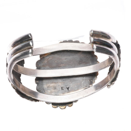 6.3" vintage  EY Navajo sterling silver #8 Nevada turquoise cuff bracelet