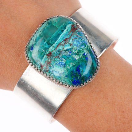 6" Arizona Shattuckite, Gem Silica, Chrysocolla sterling silver cuff bracelet