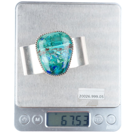 6" Arizona Shattuckite, Gem Silica, Chrysocolla sterling silver cuff bracelet