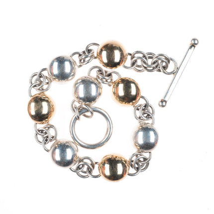 6.5" Artie Yellowhorse Navajo 14k gold/Sterling silver domes link bracelet