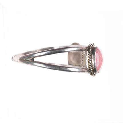 7.5" vintage DA Navajo sterling silver pink Rhodochrosite cuff bracelet