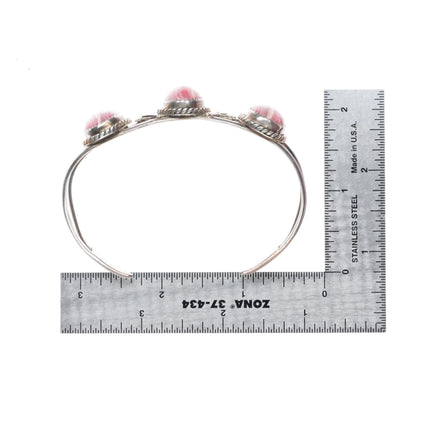 7.5" vintage DA Navajo sterling silver pink Rhodochrosite cuff bracelet