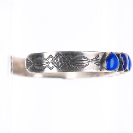 6.5" Leo Feeney southwestern sterling silver carved Lapis hearts cuff bracelet
