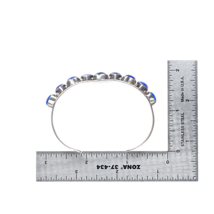 6.5" Leo Feeney southwestern sterling silver carved Lapis hearts cuff bracelet