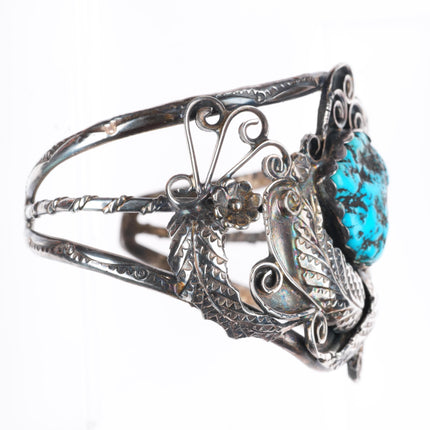 6.25" Whirling Wind - Ray Morton Navajo sterling silver turquoise cuff bracelet