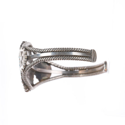 6.75" 1930's vintage Navajo sterling silver turquoise thunderbird cuff bracelet