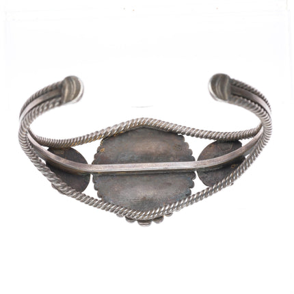 6.75" 1930's vintage Navajo sterling silver turquoise thunderbird cuff bracelet