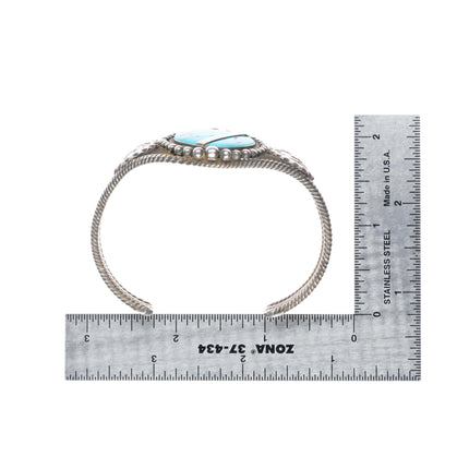6.75" 1930's vintage Navajo sterling silver turquoise thunderbird cuff bracelet