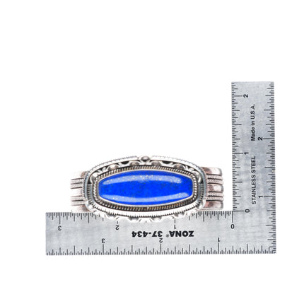 6.5" Henry Chackee/Artie Yellowhorse sterling silver Lapis cuff bracelet