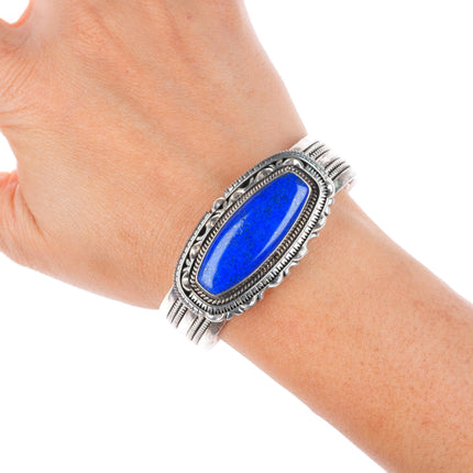 6.5" Henry Chackee/Artie Yellowhorse sterling silver Lapis cuff bracelet