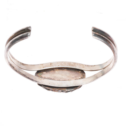 6.4" vintage Navajo sterling silver picture jasper cuff bracelet