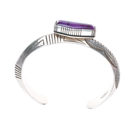 6.2" vintage Navajo Sugilite cuff bracelet carinated sterling silver deep stamps