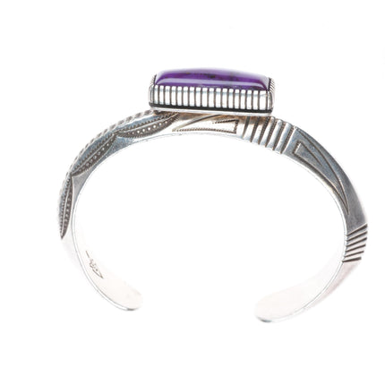 6.2" vintage Navajo Sugilite cuff bracelet carinated sterling silver deep stamps