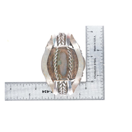 5.7" vintage Navajo sterling silver heavy cuff bracelet with nice turquoise