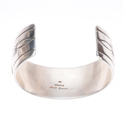6.3" Mark Yazzie Navajo 14k gold - sterling silver storyteller cuff bracelet