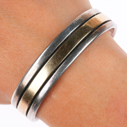 6.1" Chimney Butte Navajo 14k gold/Sterling silver  banded cuff bracelet
