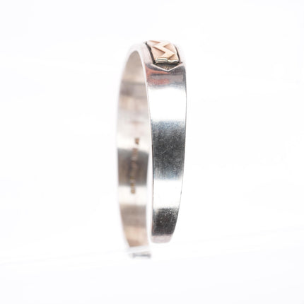 6.2" MM Rogers 14k gold/sterling silver southwestern cuff bracelet