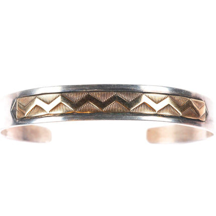 6.2" MM Rogers 14k gold/sterling silver southwestern cuff bracelet