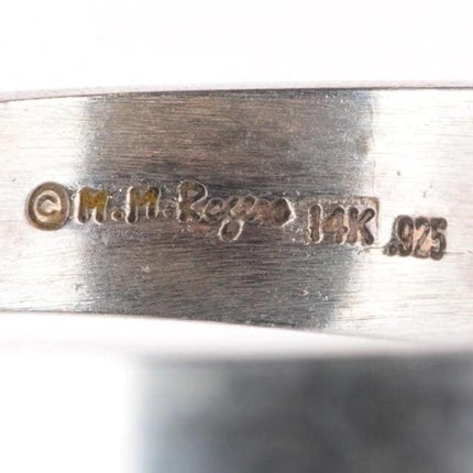 6.2" MM Rogers 14k gold/sterling silver southwestern cuff bracelet