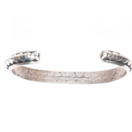 7.4" vintage Navajo deep stamped sterling silver carinated cuff bracelet