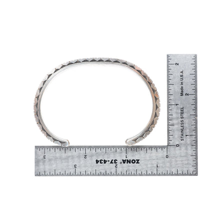 7.4" vintage Navajo deep stamped sterling silver carinated cuff bracelet
