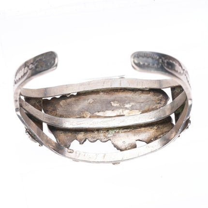 6.2" c1940's Vintage Zuni rainbow man turquoise sterling silver cuff bracelet