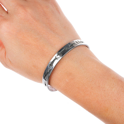 6.5" vintage Vidal Aragon Santo Domingo sterling silver cuff bracelet